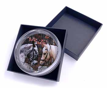 Horses in Love Animal Glass Paperweight in Gift Box