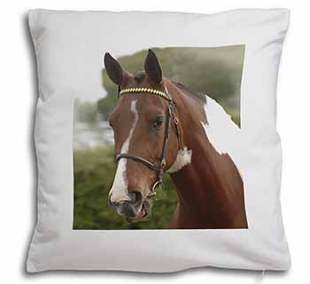 Beautiful Chestnut Horse Soft White Velvet Feel Scatter Cushion