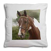 Beautiful Chestnut Horse Soft White Velvet Feel Scatter Cushion