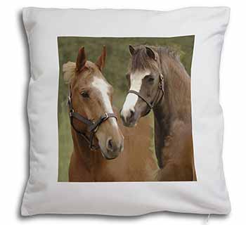 Horse Montage Soft White Velvet Feel Scatter Cushion