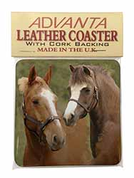 Horse Montage Single Leather Photo Coaster