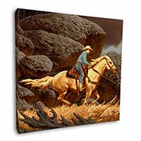 Horse Riding Cowboy Square Canvas 12"x12" Wall Art Picture Print