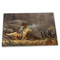 Large Glass Cutting Chopping Board Horse Riding Cowboy