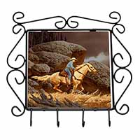 Horse Riding Cowboy Wrought Iron Key Holder Hooks
