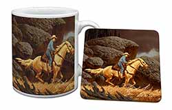 Horse Riding Cowboy Mug and Coaster Set