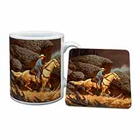 Horse Riding Cowboy Mug and Coaster Set