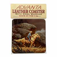 Horse Riding Cowboy Single Leather Photo Coaster