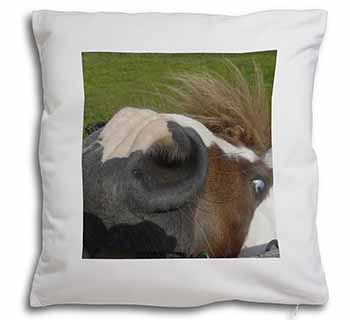 Cheeky Shetland Pony Soft White Velvet Feel Scatter Cushion