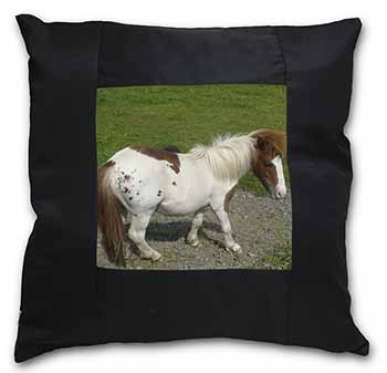 Shetland Pony Black Satin Feel Scatter Cushion
