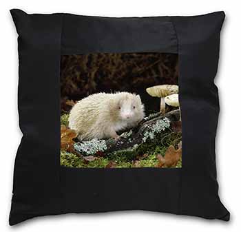 Albino Hedgehog Wildlife Black Satin Feel Scatter Cushion