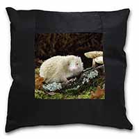 Albino Hedgehog Wildlife Black Satin Feel Scatter Cushion