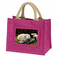 Albino Hedgehog Wildlife Little Girls Small Pink Jute Shopping Bag