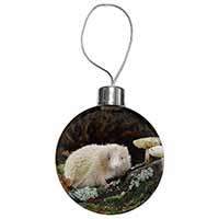 Albino Hedgehog Wildlife Christmas Bauble