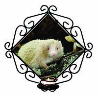 Albino Hedgehog Wildlife Wrought Iron Wall Art Candle Holder