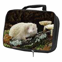 Albino Hedgehog Wildlife Black Insulated School Lunch Box/Picnic Bag