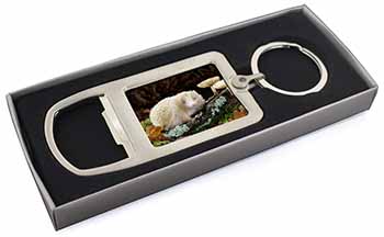 Albino Hedgehog Wildlife Chrome Metal Bottle Opener Keyring in Box