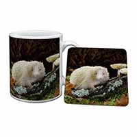 Albino Hedgehog Wildlife Mug and Coaster Set