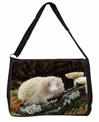 Albino Hedgehog Wildlife Large Black Laptop Shoulder Bag School/College