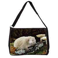 Albino Hedgehog Wildlife Large Black Laptop Shoulder Bag School/College