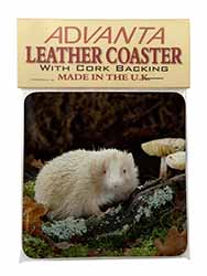 Albino Hedgehog Wildlife Single Leather Photo Coaster