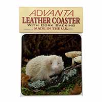 Albino Hedgehog Wildlife Single Leather Photo Coaster