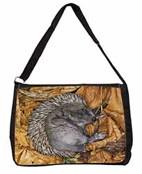 Sleeping Baby Hedgehog Large Black Laptop Shoulder Bag School/College