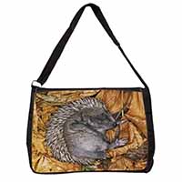 Sleeping Baby Hedgehog Large Black Laptop Shoulder Bag School/College