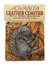 Sleeping Baby Hedgehog Single Leather Photo Coaster