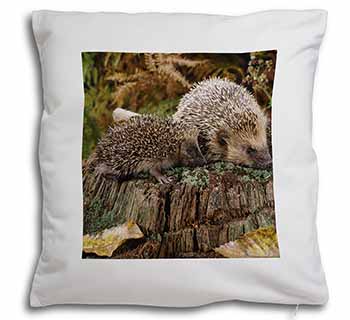 Mother and Baby Hedgehog Soft White Velvet Feel Scatter Cushion