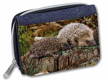 Mother and Baby Hedgehog Unisex Denim Purse Wallet