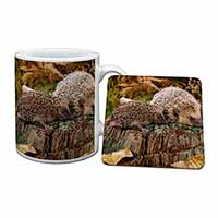 Mother and Baby Hedgehog Mug and Coaster Set