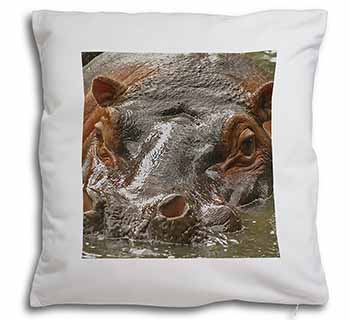 Hippopotamus, Hippo Soft White Velvet Feel Scatter Cushion