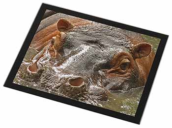 Hippopotamus, Hippo Black Rim High Quality Glass Placemat