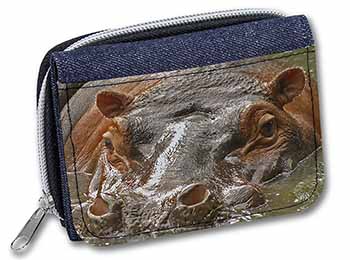 Hippopotamus, Hippo Unisex Denim Purse Wallet
