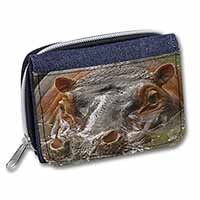 Hippopotamus, Hippo Unisex Denim Purse Wallet