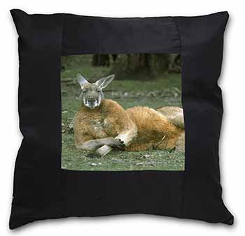 Cheeky Kangaroo Black Satin Feel Scatter Cushion