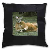 Cheeky Kangaroo Black Satin Feel Scatter Cushion