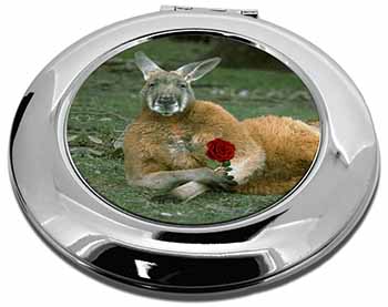 Kangaroo with Red Rose Make-Up Round Compact Mirror