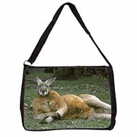 Cheeky Kangaroo Large Black Laptop Shoulder Bag School/College