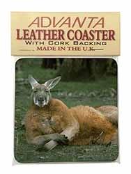 Cheeky Kangaroo Single Leather Photo Coaster