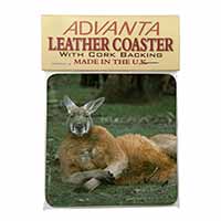 Cheeky Kangaroo Single Leather Photo Coaster