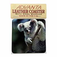 Cute Koala Bear Single Leather Photo Coaster