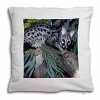 Wild Genet Cat Wildlife Print Soft Velvet Feel Cushion Cover With Inner Pillow