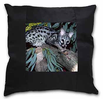 Wild Genet Cat Wildlife Print Black Border Satin Feel Cushion Cover With Pillow 