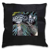 Wild Genet Cat Wildlife Print Black Border Satin Feel Cushion Cover With Pillow 