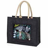 Wild Genet Cat Wildlife Print Large Black Shopping Bag Christmas Present Idea   