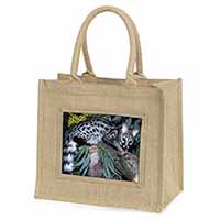 Wild Genet Cat Wildlife Print Large Natural Jute Shopping Bag Christmas Gift Ide
