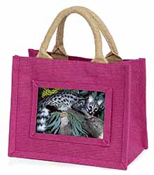 Wild Genet Cat Wildlife Print Little Girls Small Pink Shopping Bag Christmas Gif
