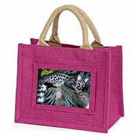 Wild Genet Cat Wildlife Print Little Girls Small Pink Shopping Bag Christmas Gif