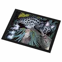 Wild Genet Cat Wildlife Print Black Rim Glass Placemat Animal Table Gift